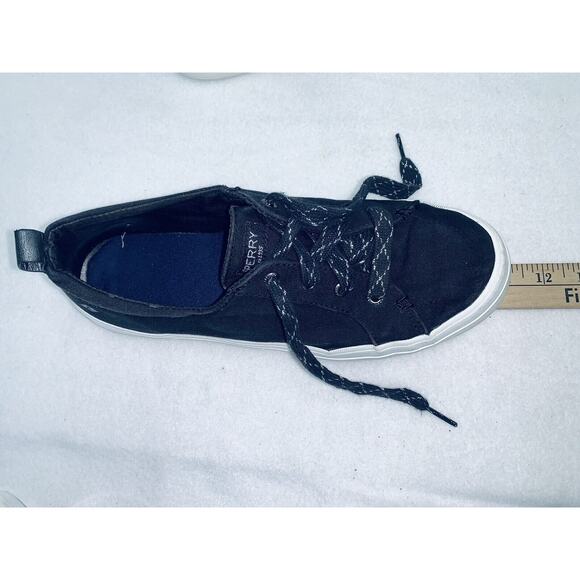 Womens 9 Sperry Canvas Sneakers  Shoes Black Memory Foam Insoles Top Sider Bling - Picture 12 of 13